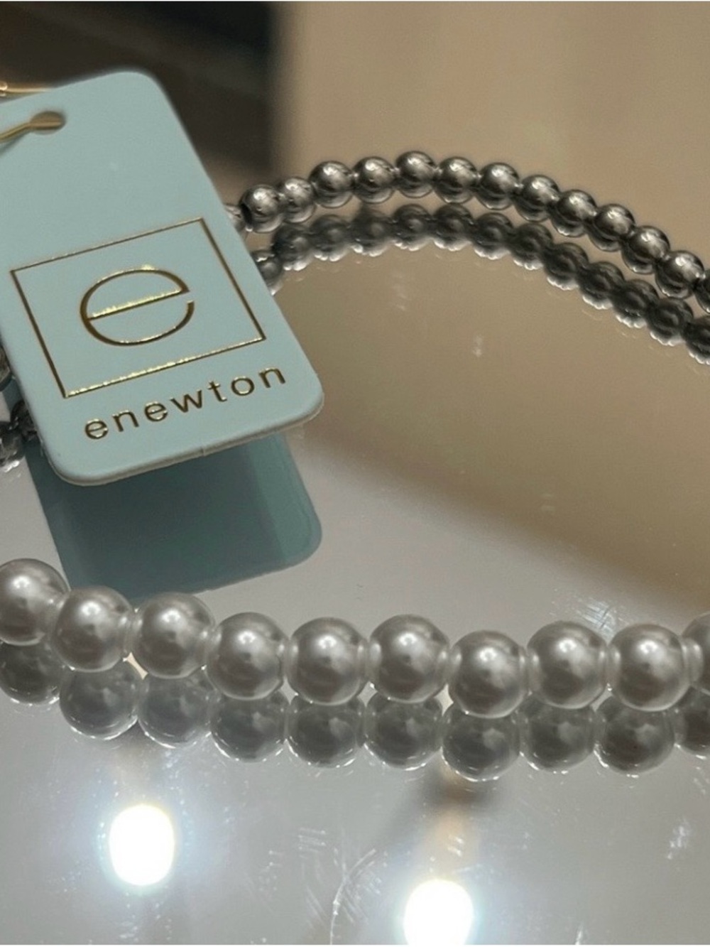 ENewton Silver and Pearl Stretch Beaded Bracelet